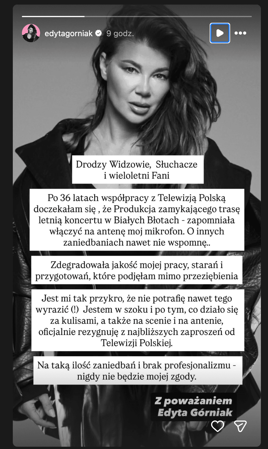 Edyta Górniak tuż po koncercie TVP wydała oświadczenie. Zrywa współpracę