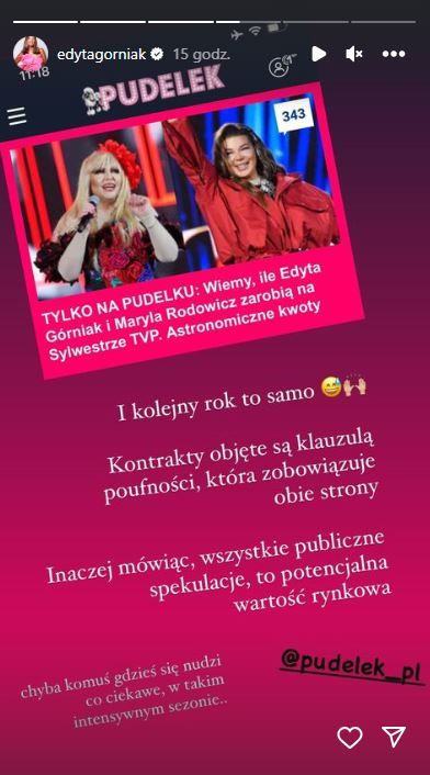 Edyta Górniak odniosła się do swojego wynagrodzenia za występ podczas sylwestra TVP, fot. Instagram edytagorniak.JPG