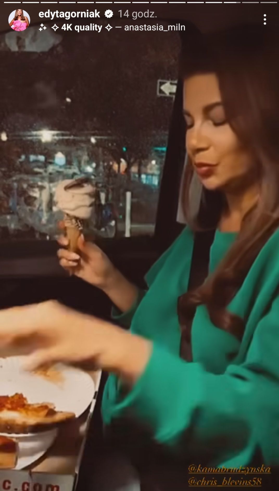 Edyta Górniak zajada pizzę i lody, fot. Instagram