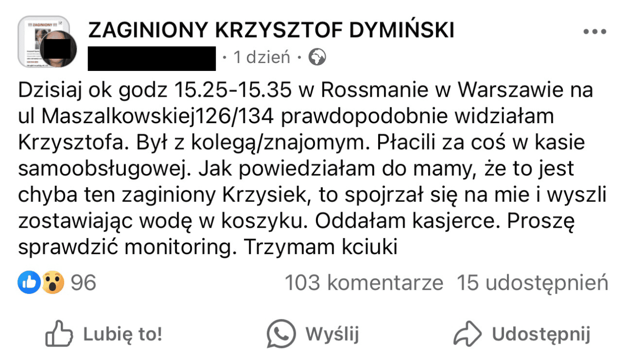 Facebook Krzysztof Dymiński