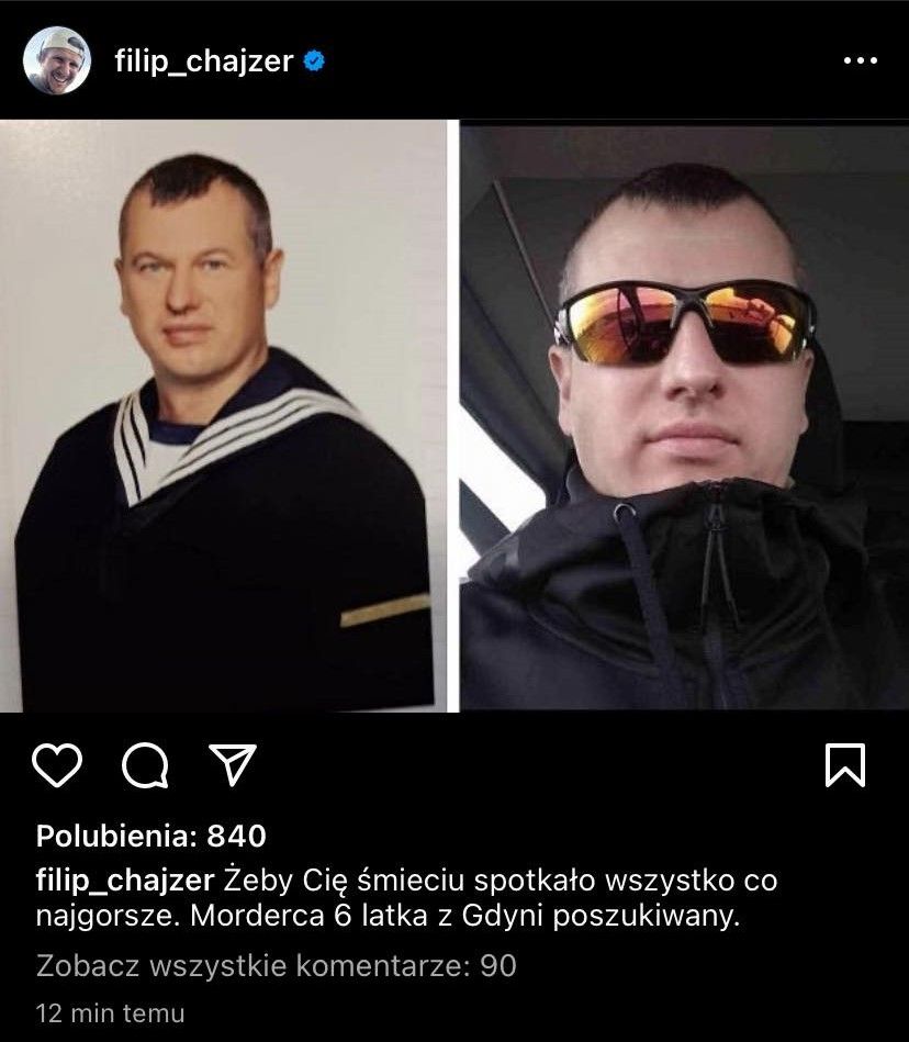 Filip Chajzer nie kryje emocji po zbrodni w Gdyni, fot. Instagram filip_chajzer.jpg