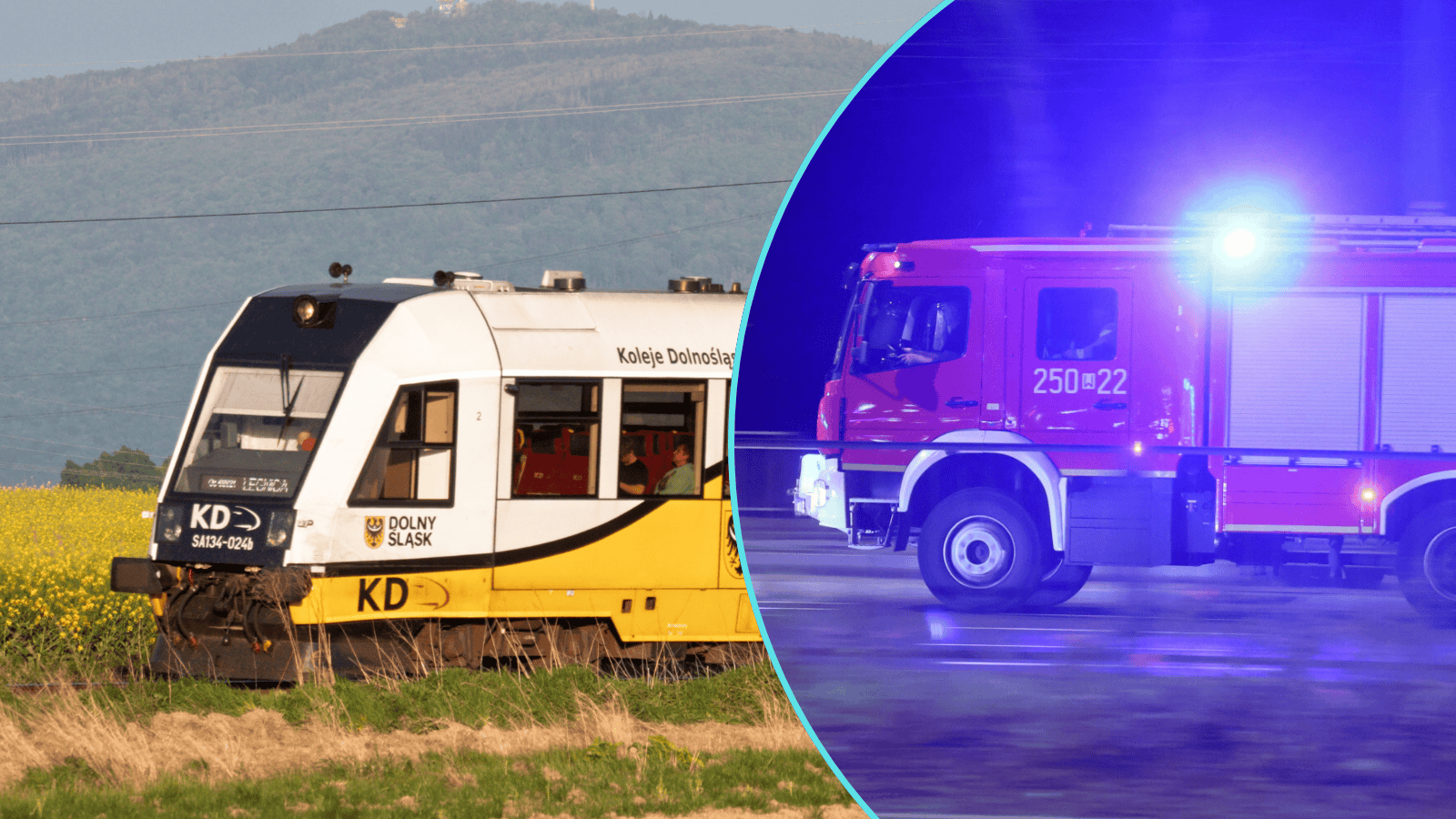 Dramat na Dolnym Śląsku. Samochód wjechał pod pędzący pociąg. Poważne utrudnienia na kolei