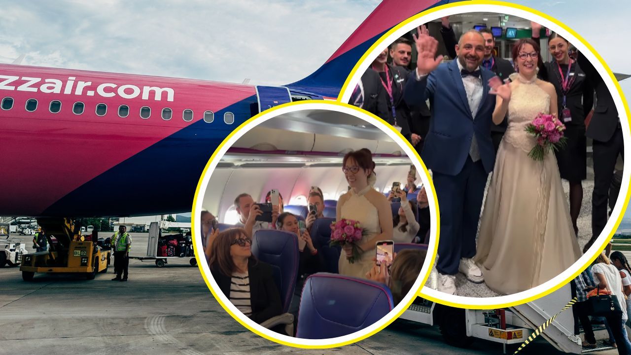 Ślub na pokładzie Wizz Aira. Podróżni o niczym nie wiedzieli. To nagranie to hit
