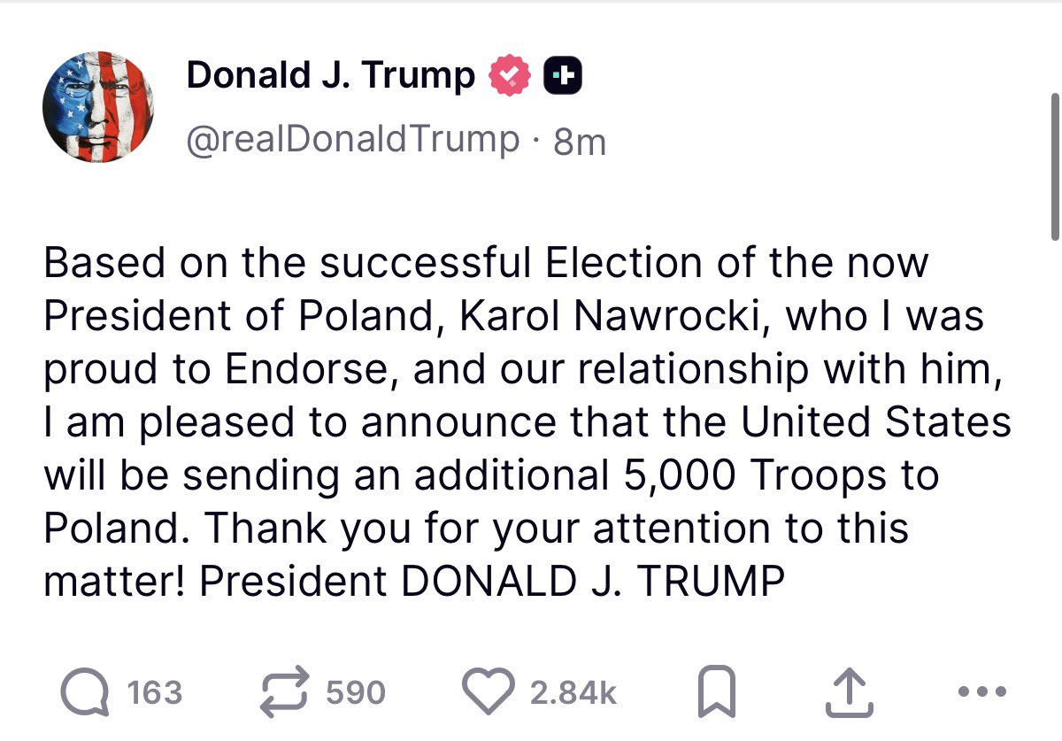 Trump ogłasza decyzję ws. Polski. Do kraju trafi 5 tys. żołnierzy USA
