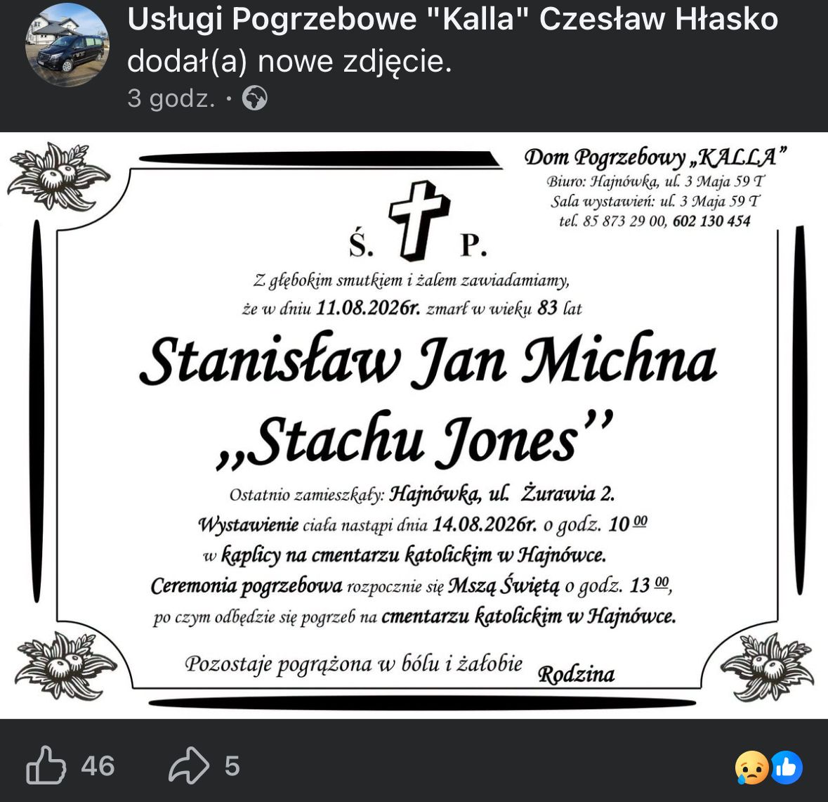 Nie żyje Stachu Jones. Prawdziwa legenda internetu