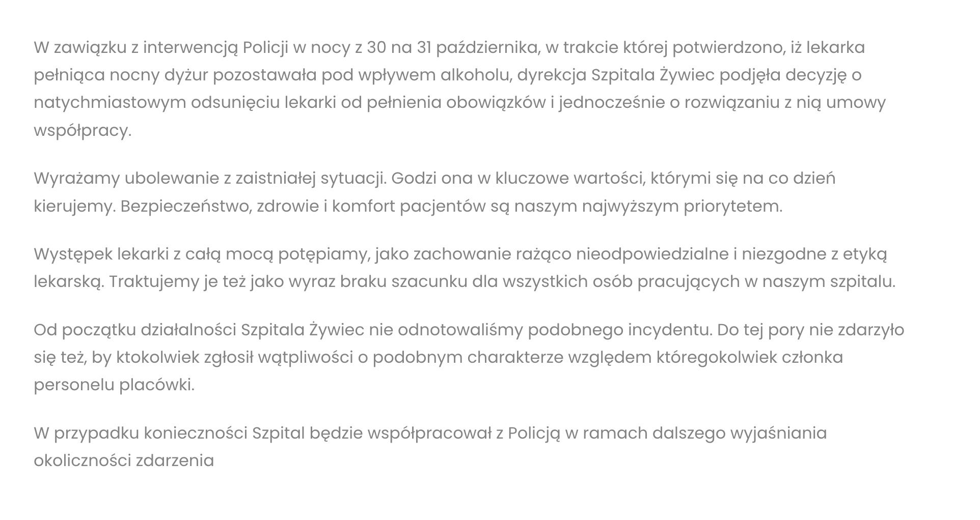 Skandal w polskim szpitalu. Lekarka miała 3,5 promila, policja w akcji
