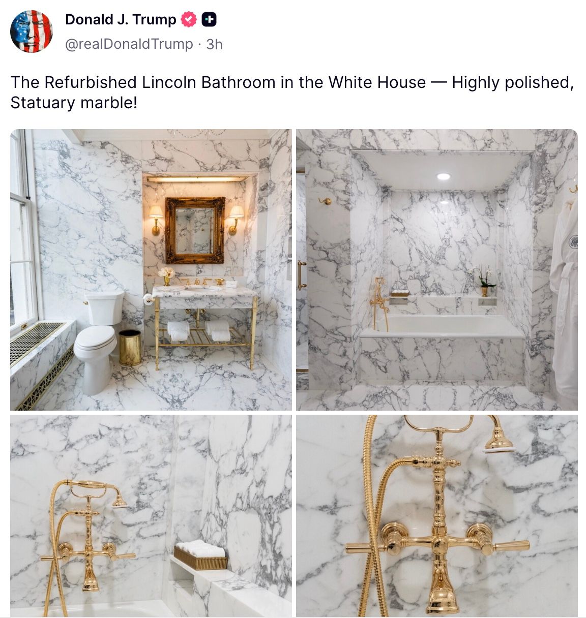 Donald Trump pokazał łazienkę w Białym Domu i się zaczęło. Od razu wybuchła burza