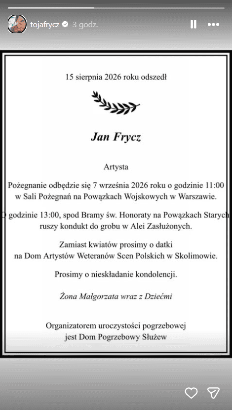 Lada dzień pogrzeb Frycza. Rodzina wydała nowy komunikat 