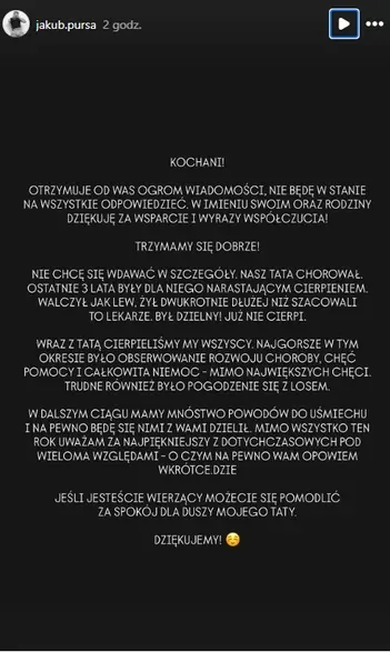 Nie żyje ojciec gwiazdy TzG. Zmarł tuż przed Wigilią