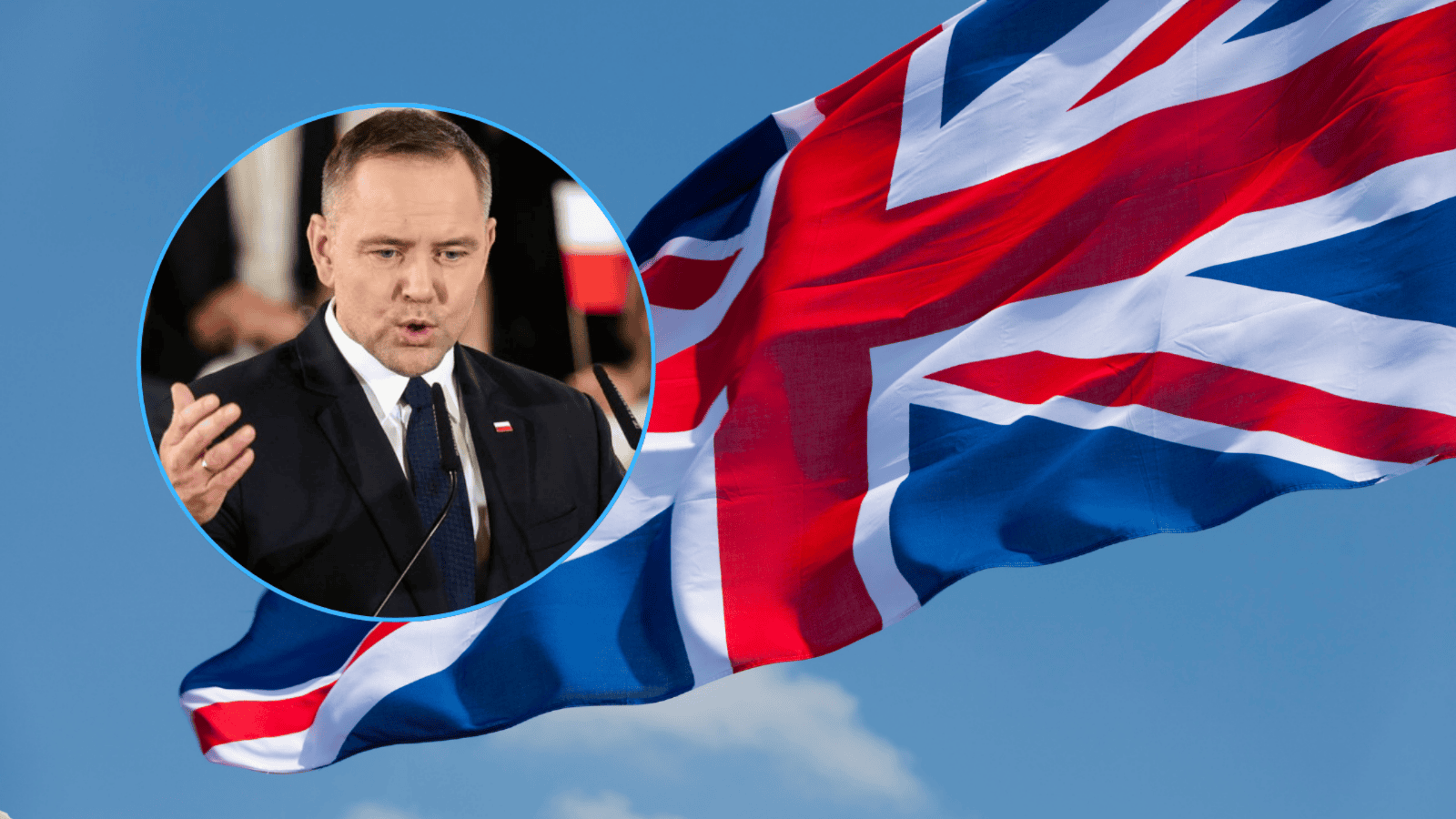 Karol Nawrocki, flaga Wielkiej Brytanii 