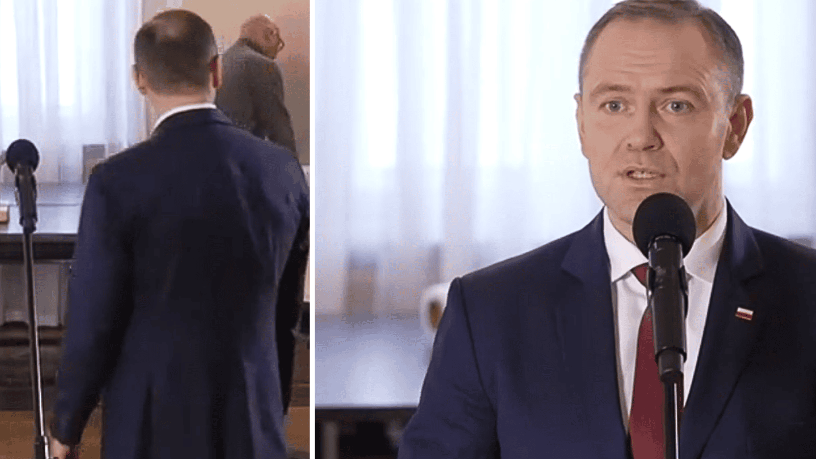 Niecodzienne sceny za plecami Nawrockiego w trakcie orędzia. Jest nagranie