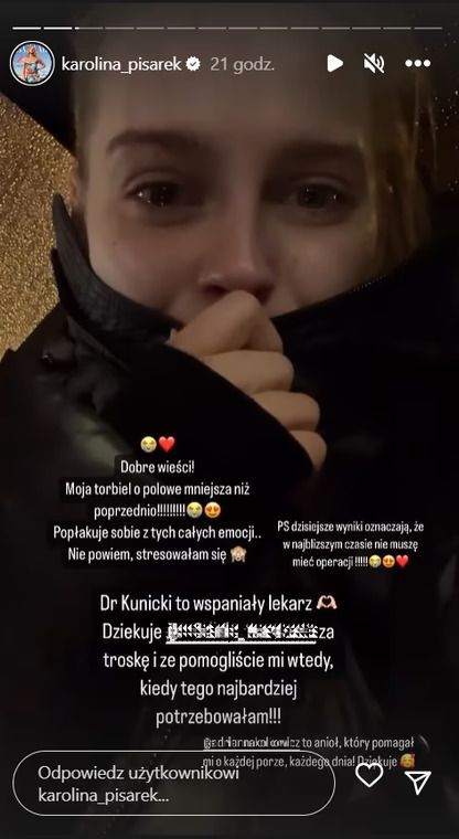 Karolina Pisarek ze łzami w oczach poinformowała o swoim stanie zdrowia. Padły ważne słowa 