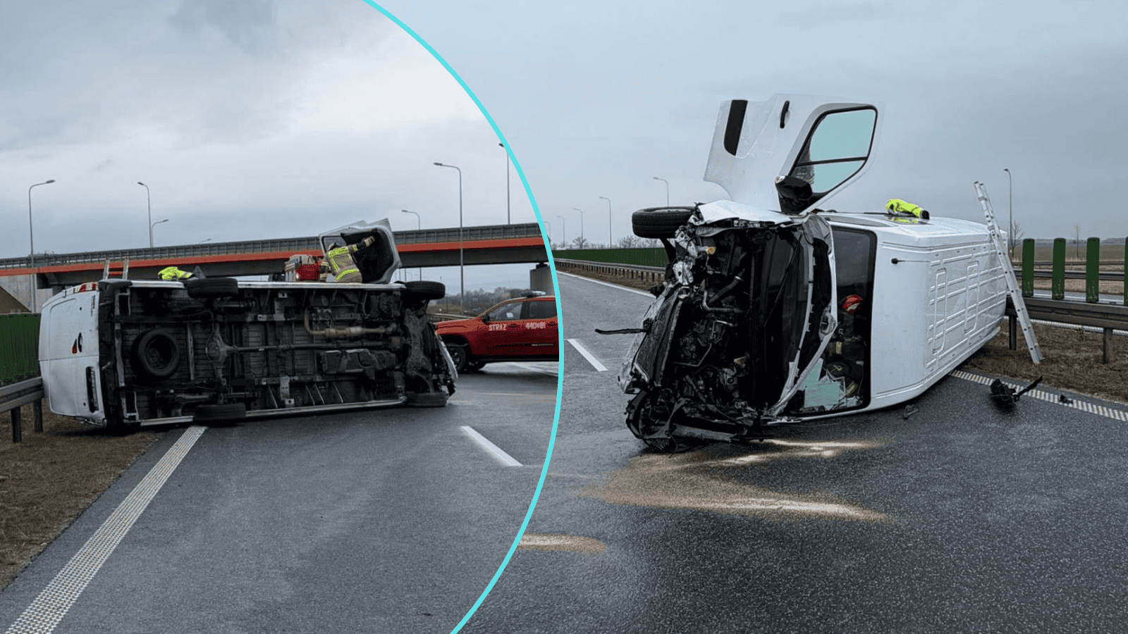 Dramatyczny wypadek busa na polskiej trasie. Są ranni, droga całkowicie zablokowana