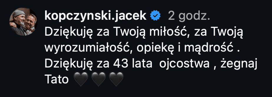 Jacek Kopczyński w żałobie. Artysta opublikował emocjonalny post