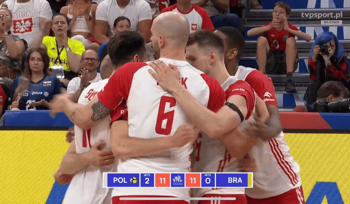 Polscy siatkarze w meczu z Brazylią