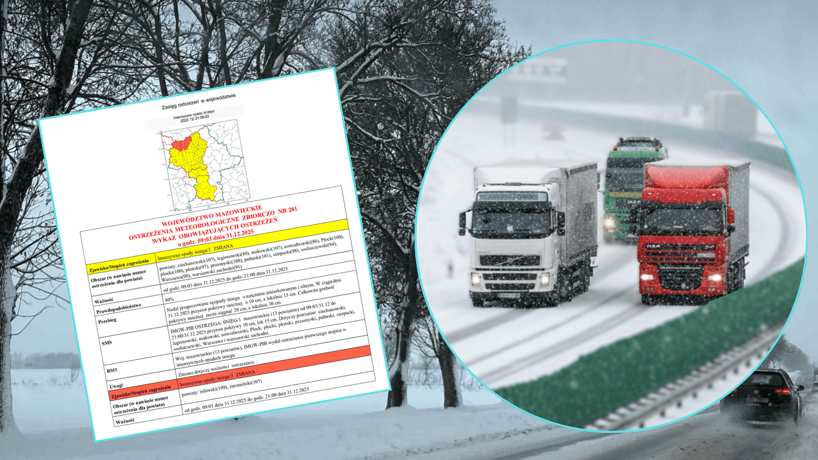 Kolejne miasto sparaliżowane przez śnieg. Karambol na S7 i komunikat policji