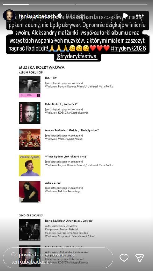 Badach pęka z dumy i nie kryje szczęścia. Wreszcie się doczekał