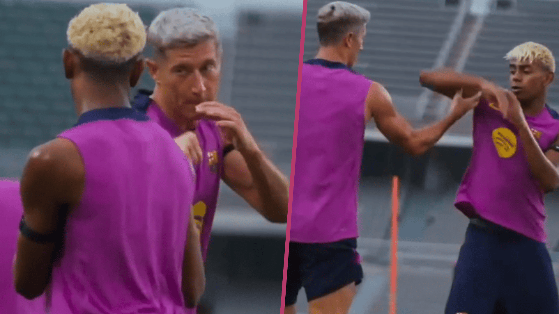 Nagranie "bójki" Lewego i kolegi z Barcelony w sieci. Na treningu takie sceny