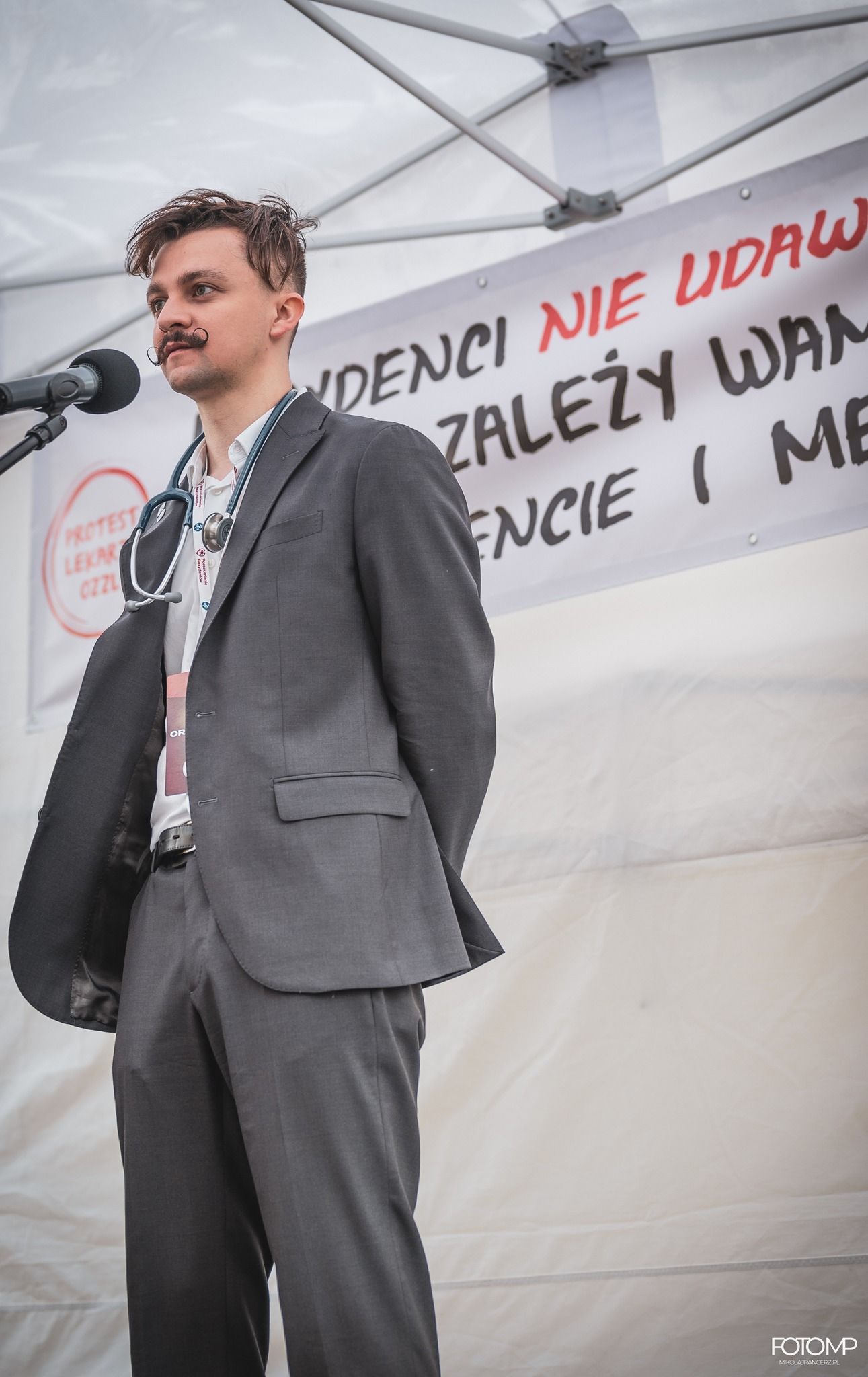 Lekarz Sebastian Goncerz, przewodniczący Porozumienia Rezydentów OZZL, fot. Mikołaj Pancerz