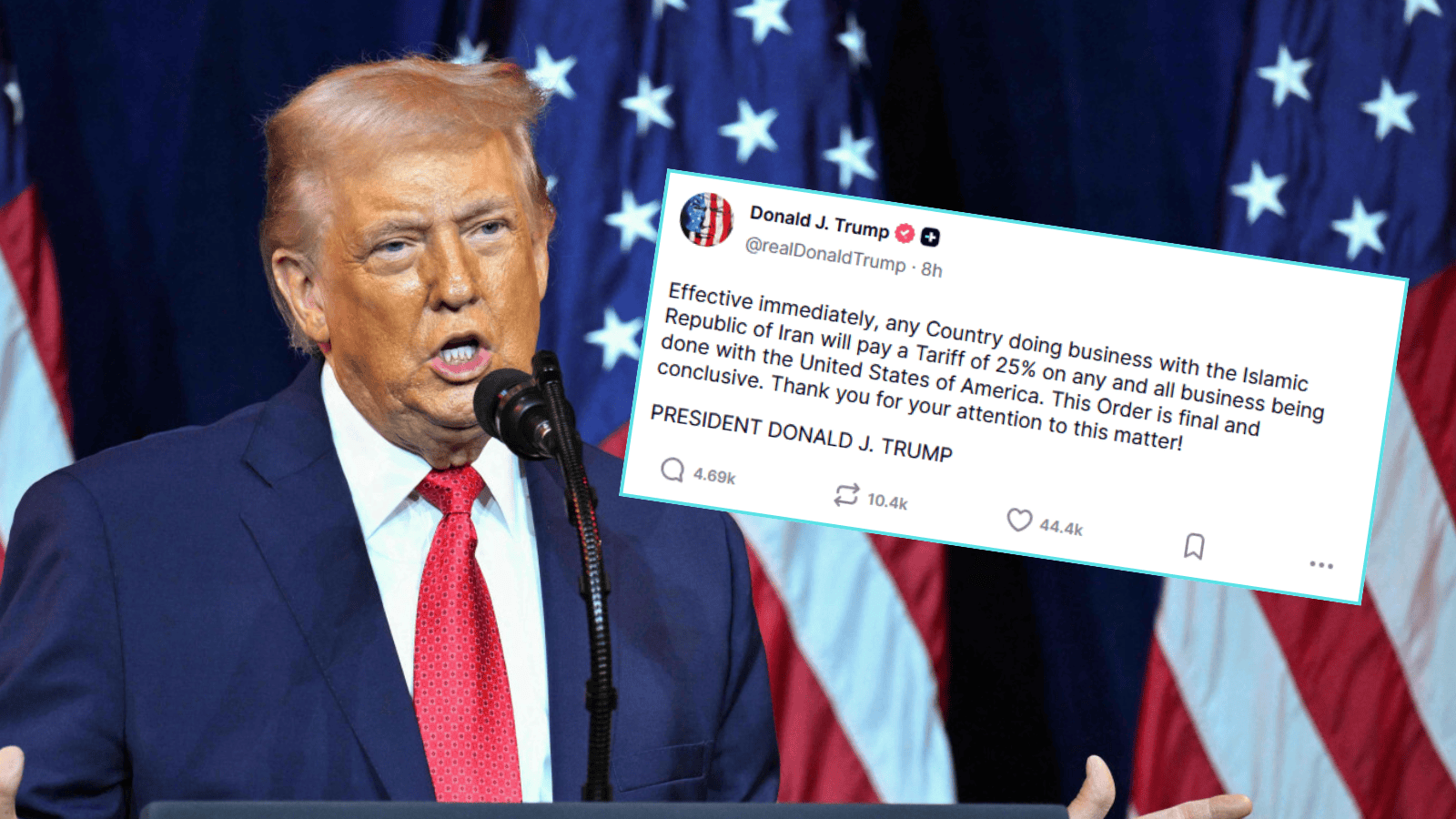 Donald Trump ogłasza "ostateczne” ultimatum. Handel z Ameryką albo z Iranem