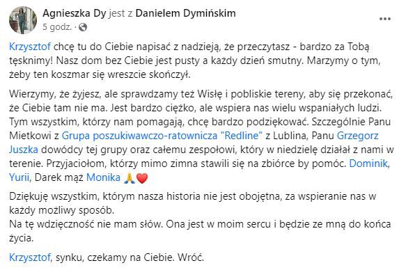 Mama Krzysztofa Dymińskiego właśnie przekazała wzruszające wieści, fot. Facebook.JPG