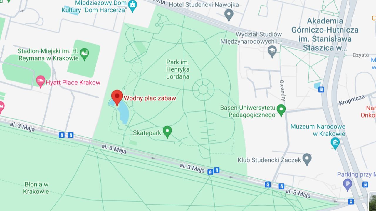 Mapy Google wodny plac zabaw Kraków