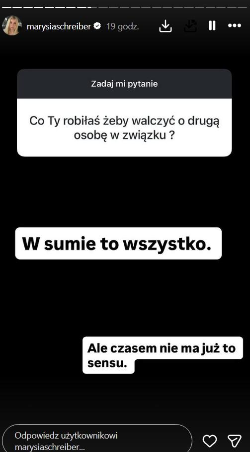 Marianna Schreiber uderza w byłego partnera "Czasem to już nie ma sensu"