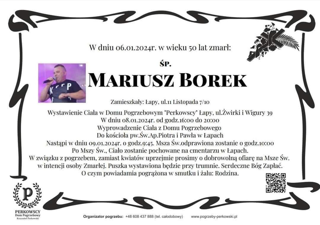 Mariusz Borek nekrolog, fot. Facebook