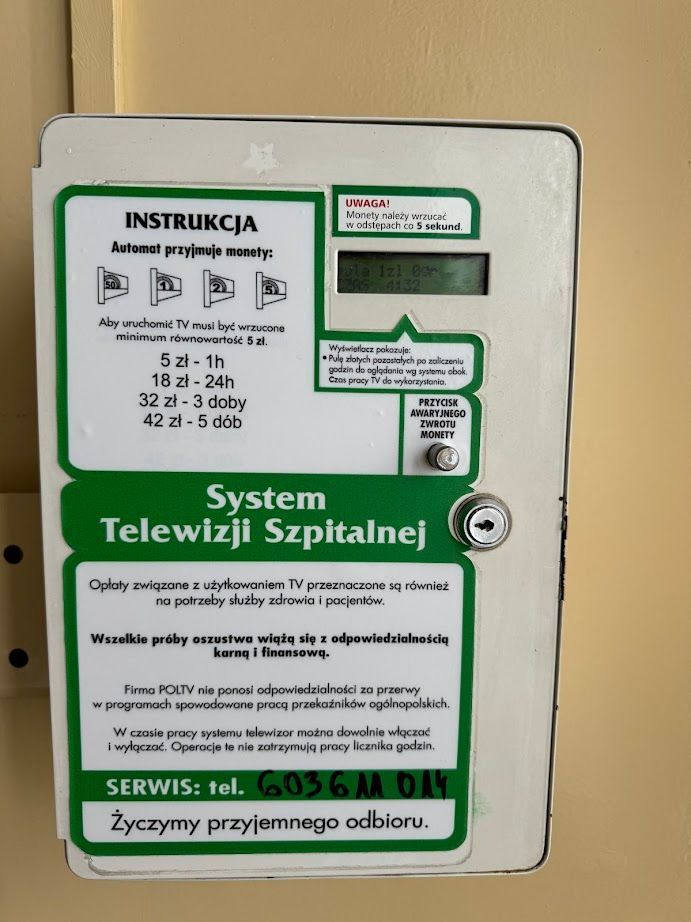 Opłaty za telewizję w szpitalu