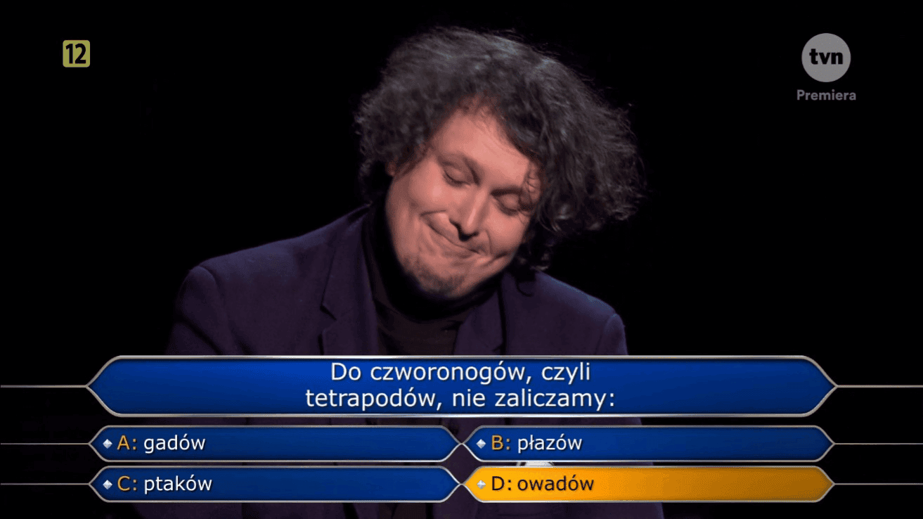 Mateusz Żaboklicki wygrał milion w programie „Milionerzy”, fot. kadr z programu „Milionerzy” prod. TVN 4.png