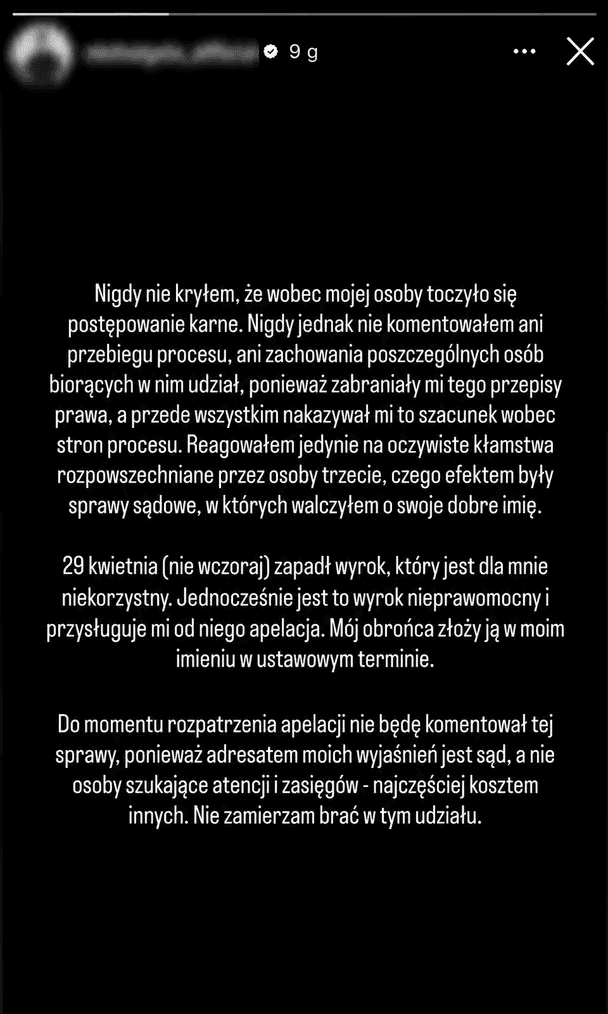 Polski influencer z wyrokiem. Mówił, że jest niewinny...