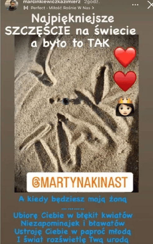Napis na plaży. Fot. Instagram @marcinkiewiczkazimierz.png
