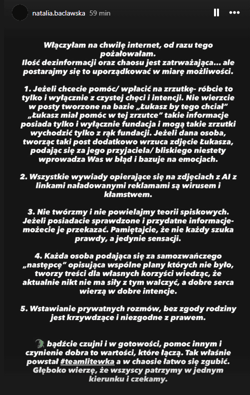 Partnerka Łukasza Litewki już nie wytrzymała. Wydała apel. Tego sobie nie życzy