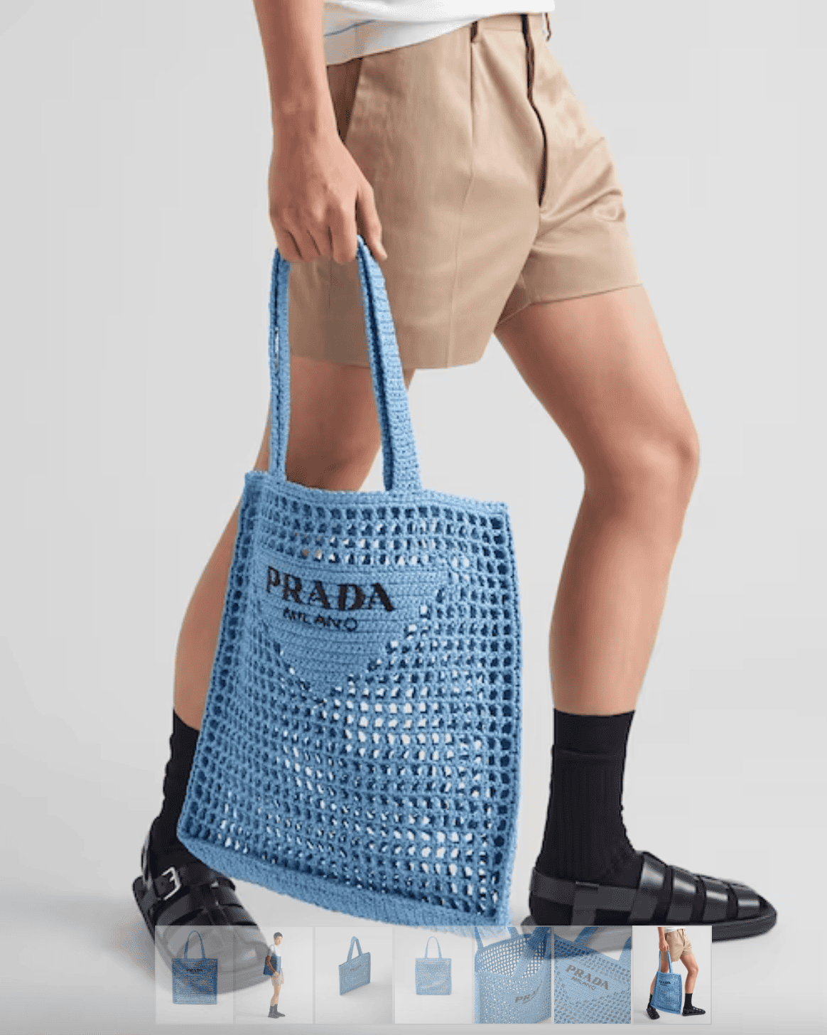 Niebieska, pleciona torba Prady, fot. prada.com