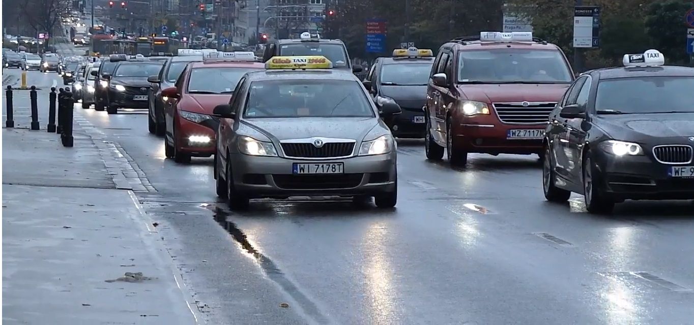 Protest  taksówkarzy w Warszawie