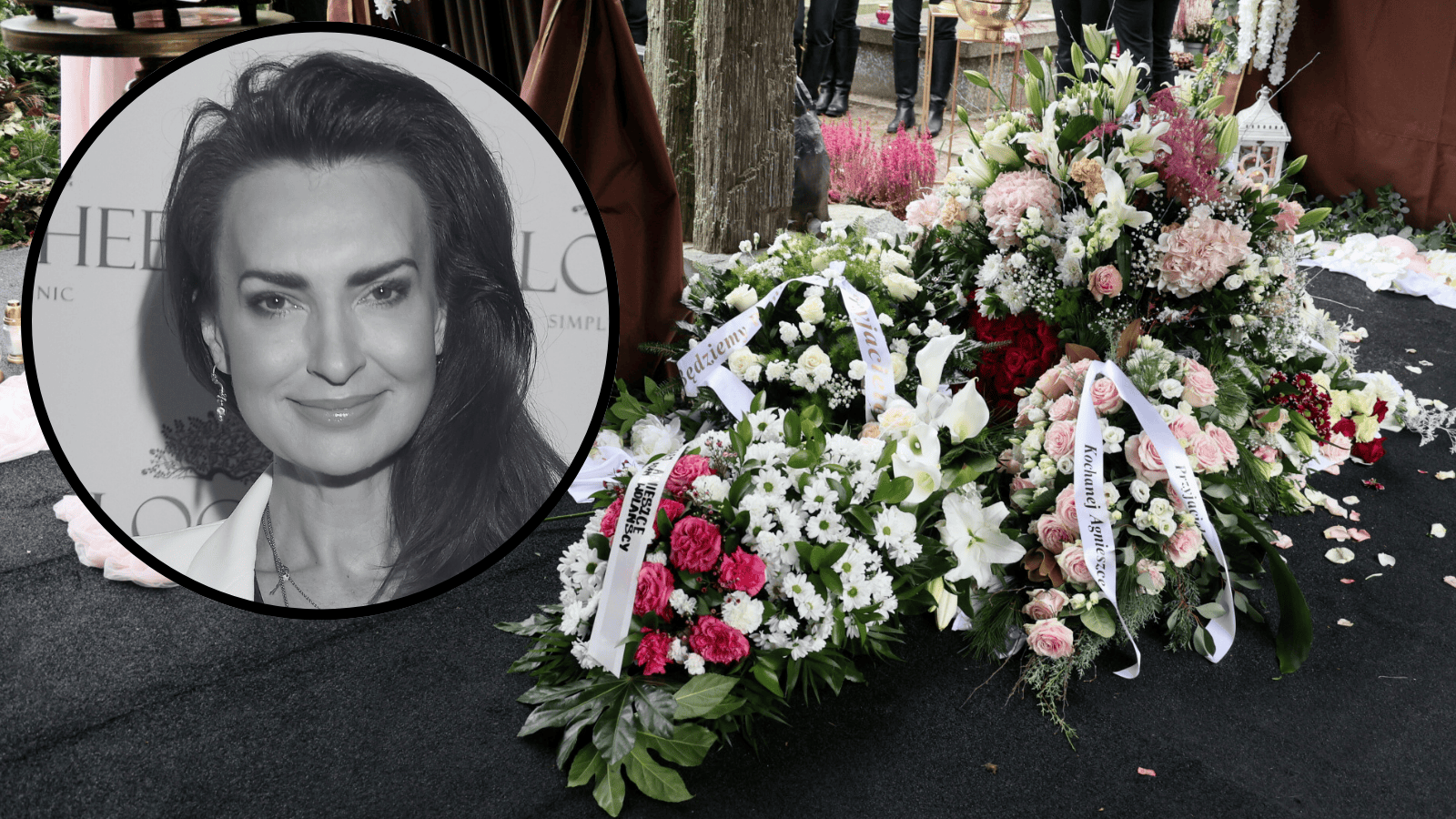 Tak rodzina pożegnała Agnieszkę Maciąg. Napis na wstędze przy kwiatach