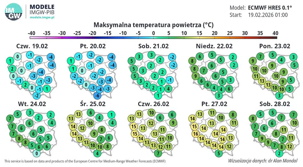IMGW opublikowało prognozy. To nie koniec zimowej aury, nawet dwucyfrowe temperatury poniżej zera