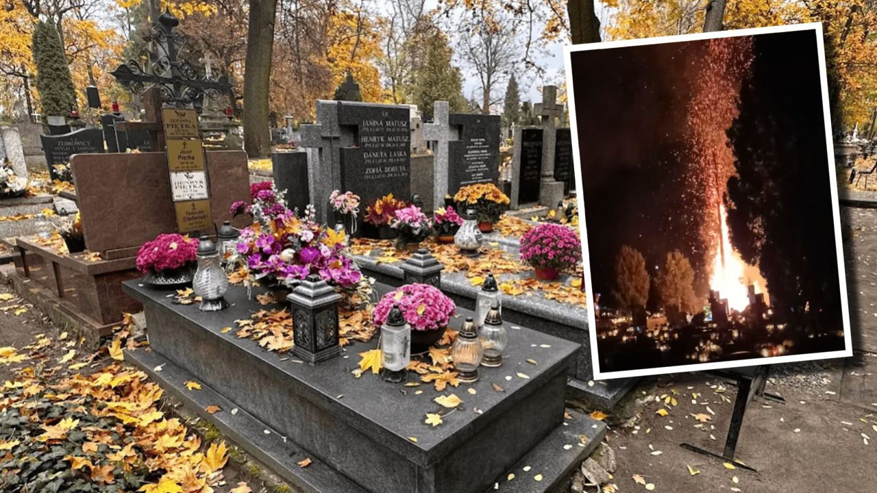 Potężny wybuch na cmentarzu, słup ognia było widać z daleka. Pilna akcja służb