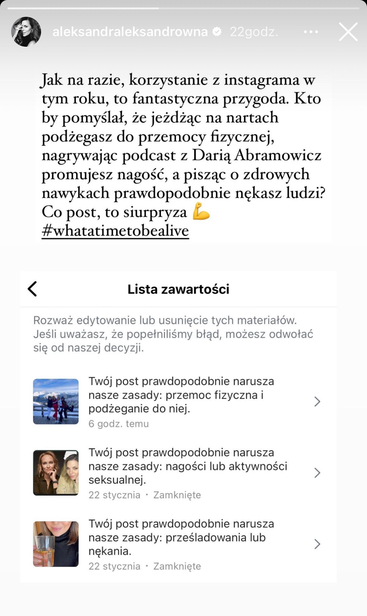Przykre, z czym musi mierzyć się Ola Kwaśniewska. Padły słowa o przemocy fizycznej i nękaniu, fot. Instagram
