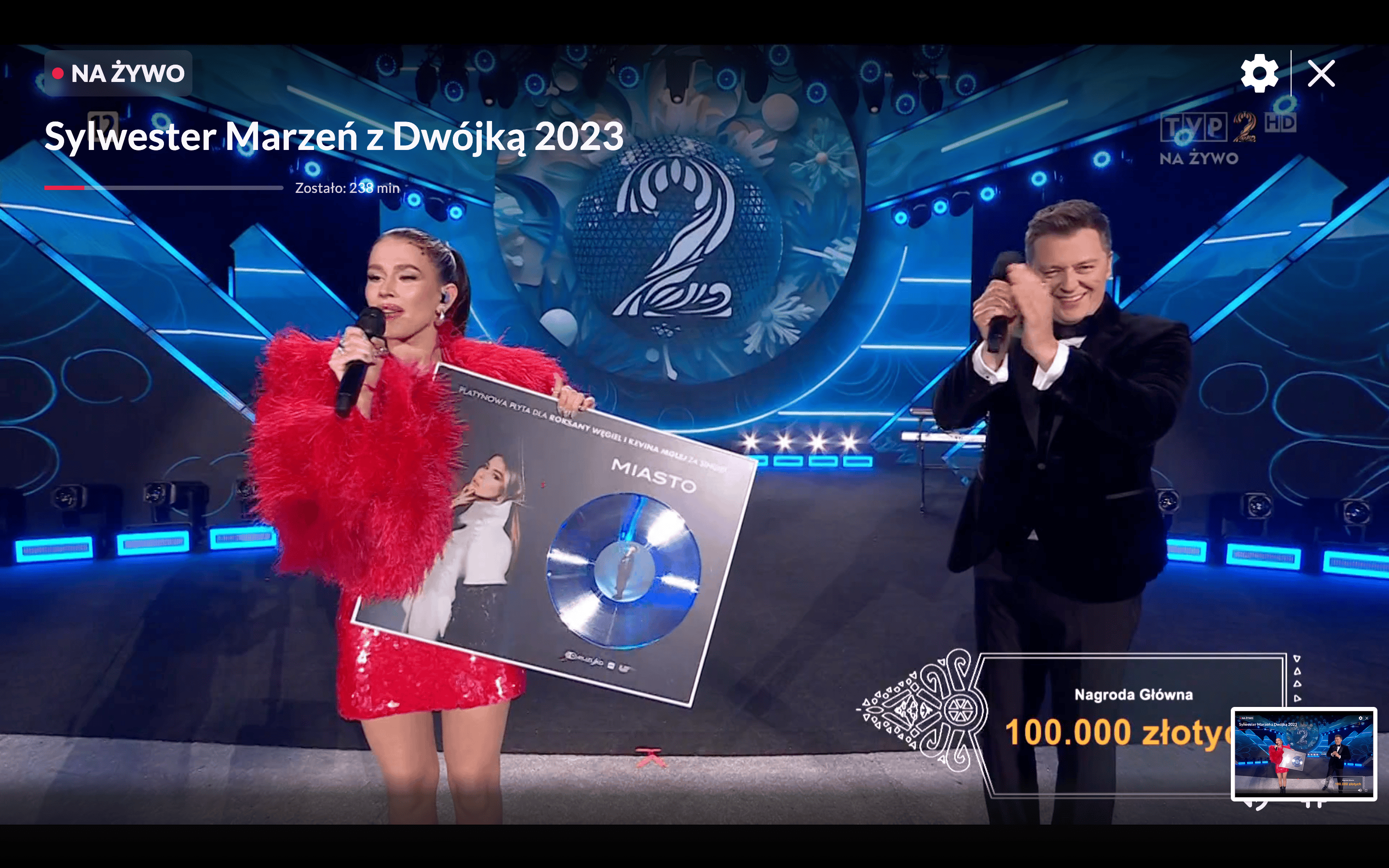 Roksana Węgiel- Sylwester 2023, fot. kadr TVP