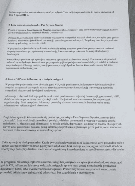 Hotel Gołębiewski wydał oświadczenie po sprawie z udziałem Książula. Interweniował właściciel
