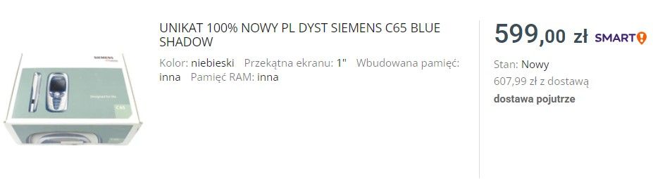 Siemens C65 blue aukcja na allegro za 599 zł 