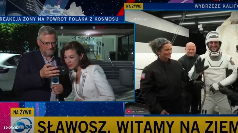 Nagrali reakcję żony Sławosza. To powiedziała, gdy wyszedł z kapsuły. Usłyszał to cały świat