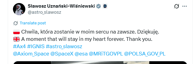 Pierwsze słowa Uznańskiego po lądowaniu. Emocje wzięły górę