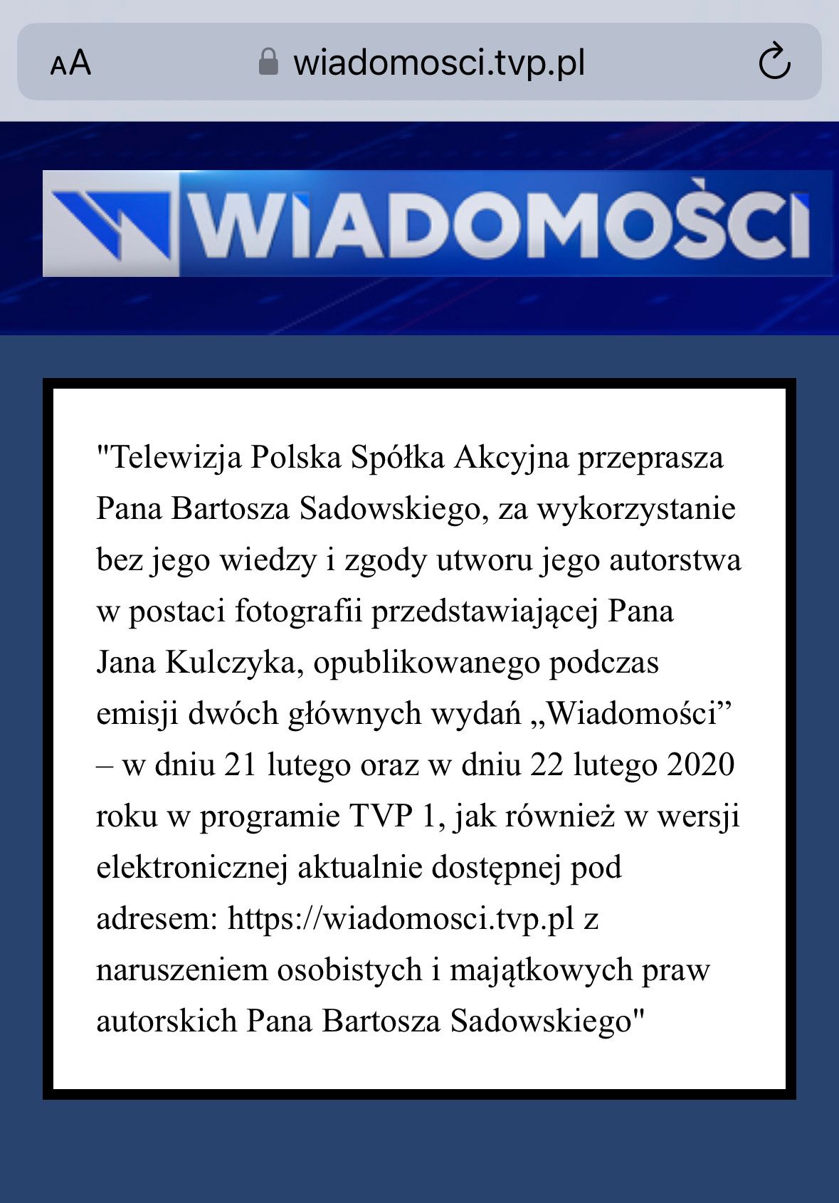 TVP wykorzystało zdjęcie Jana Kulczyka, przeprosiny