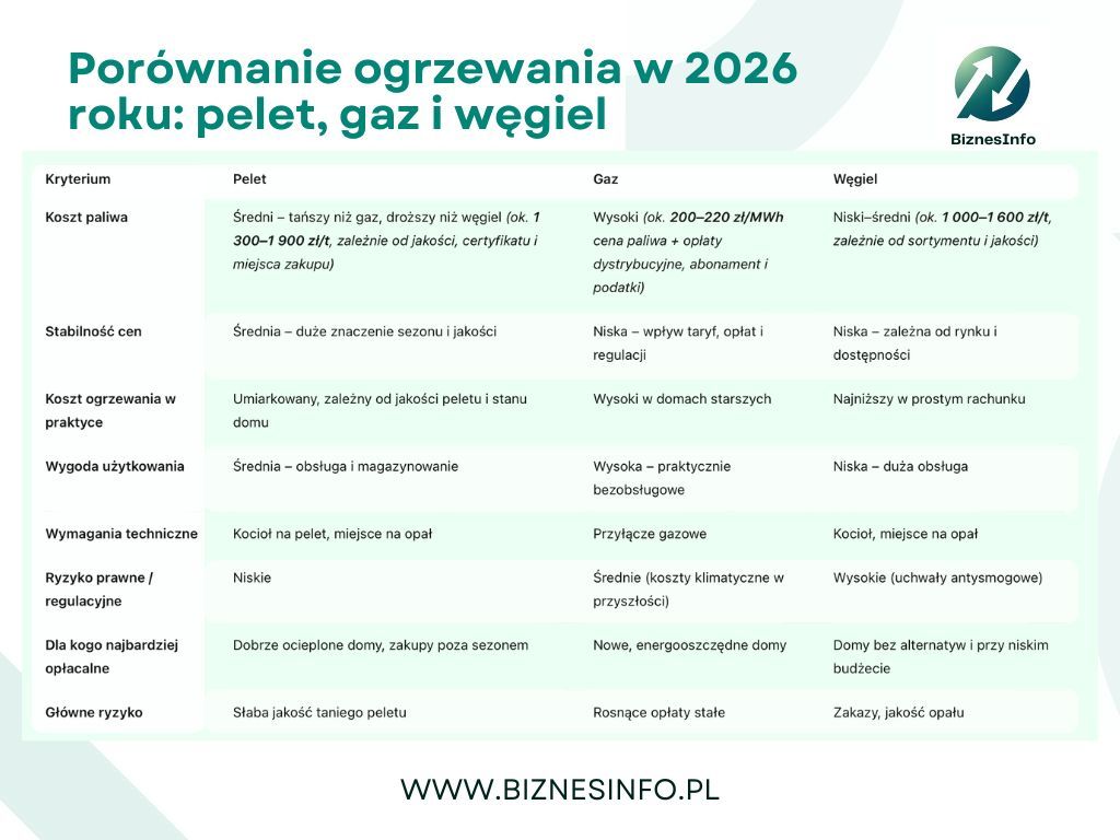 Na tym ogrzewaniu najwięcej zaoszczędzisz w 2026 roku. Sprawdziliśmy pelet, gaz i węgiel