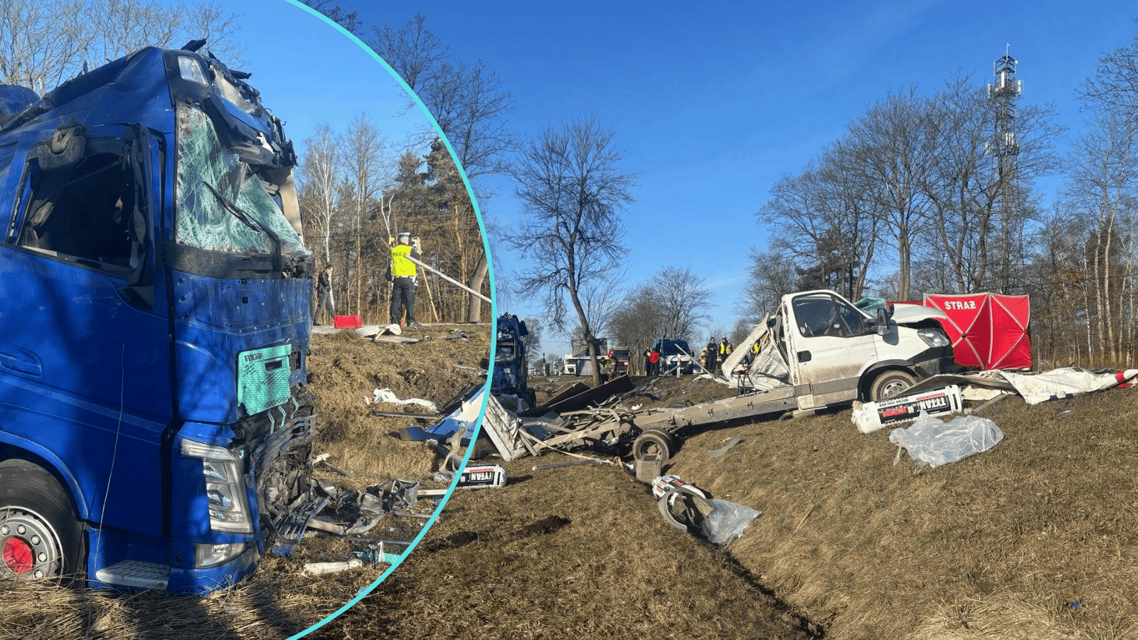 Tragedia w piątkowy poranek. Nie żyje jedna osoba, dwie są ranne. Droga całkowicie zablokowana