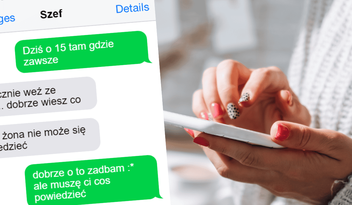 Telefon trzymany przez kobietę, wiadomości SMS