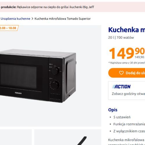 W Action znalazłem za 149,90, w RTV Euro AGD kosztuje 359,99 zł. Okazja tygodnia