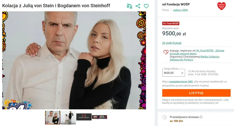 Finał WOŚP już za chwilę, a aukcje gwiazd biją rekordy. Takie kwoty padły